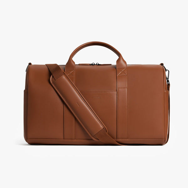 Mahogany (Vegan Leather) | Front view of Metro Carry-All Duffel Mahogany